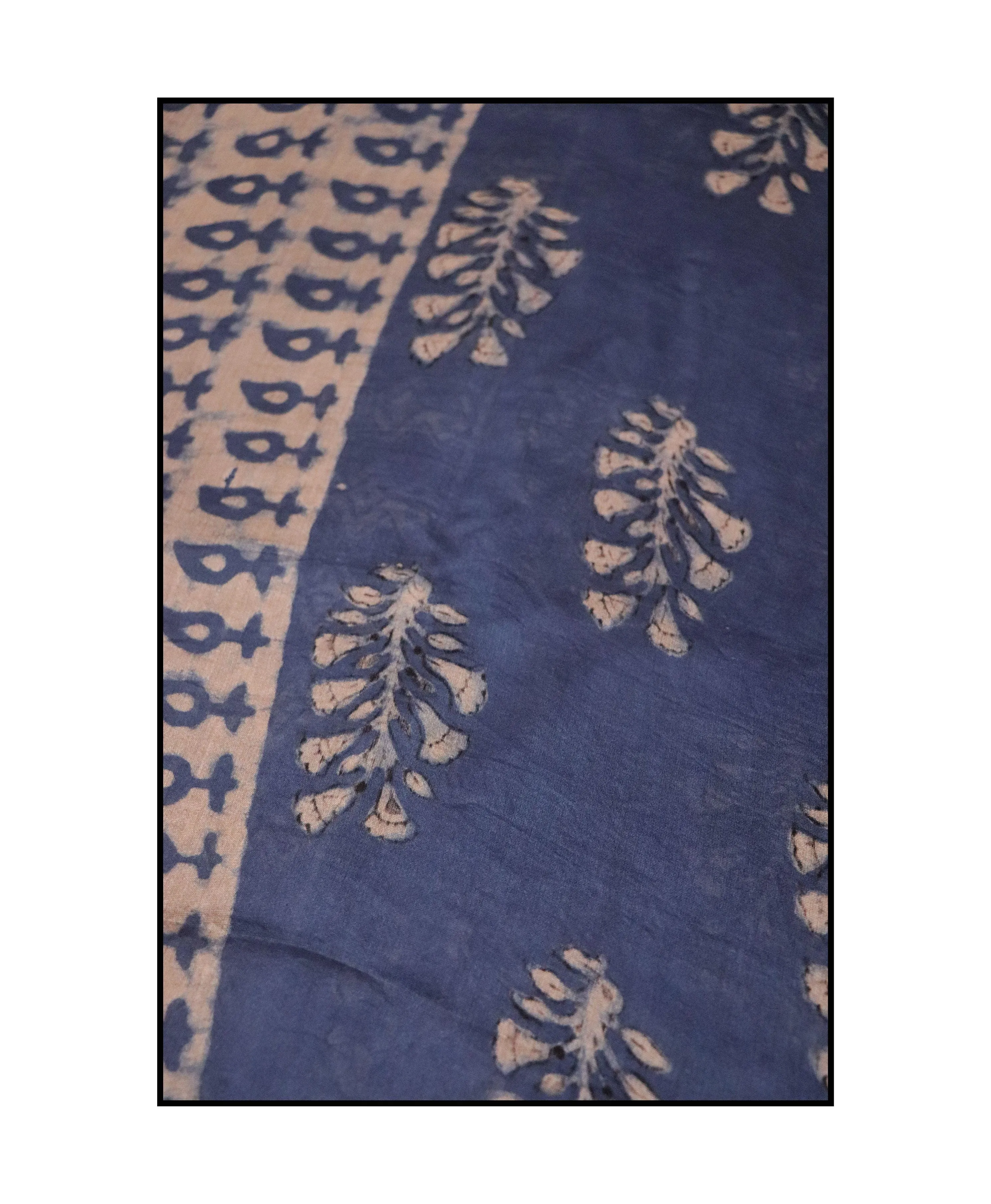 Natural dyed Dabu sarees - Malhar -Kairi Indigo
