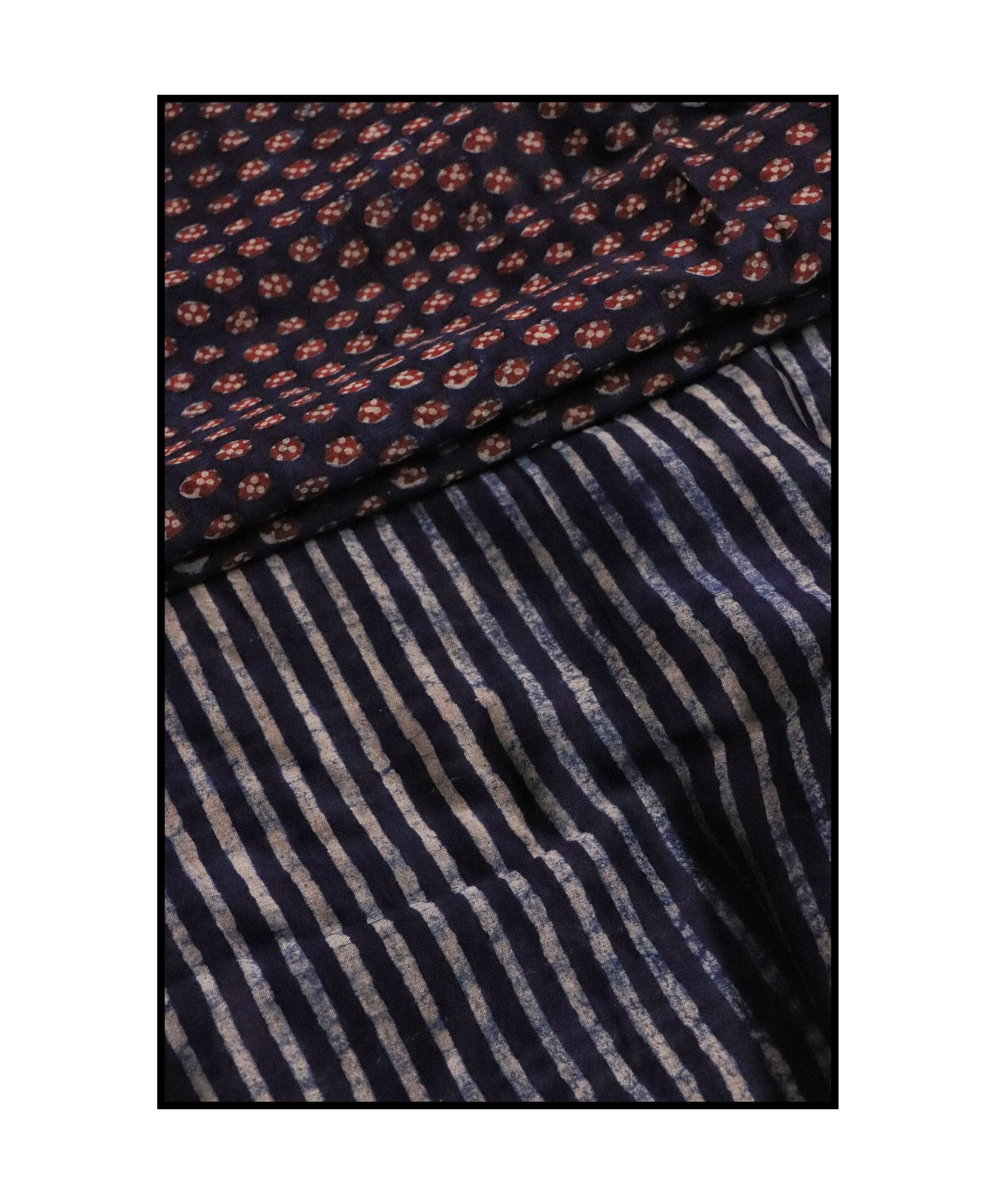 Natural dyed Dabu sarees - Malhar - Pharad Makkhi
