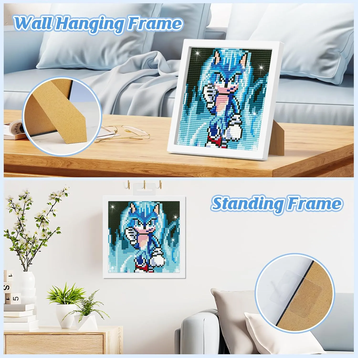 NEW Cartoon Diamond Painting Kit for Kids with Frame, Sonic Diamond Art for Kids Age 4-8-12 Years Old Kids Easy Art Kit with Beautiful Package for Wall Decor