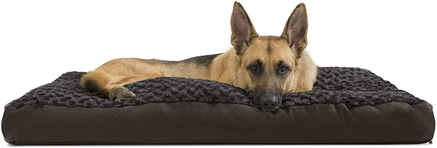New Furhaven Pet Dog Bed - Deluxe Ultra Plush Faux Fur Pillow Cushion Traditional Mattress Pet Bed with Removable Cover for Dogs and Cats, Chocolate, Jumbo