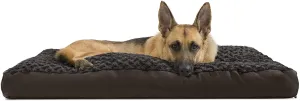 New Furhaven Pet Dog Bed - Deluxe Ultra Plush Faux Fur Pillow Cushion Traditional Mattress Pet Bed with Removable Cover for Dogs and Cats, Chocolate, Jumbo