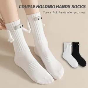 NEW NALACAL Holding Hands Socks, Funny Socks, 1 Pair White