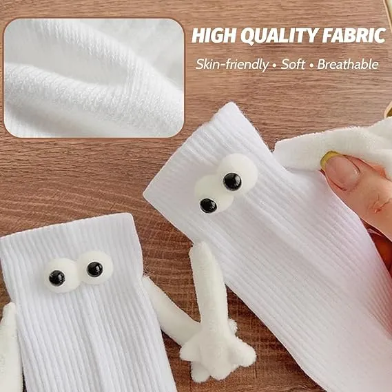 NEW NALACAL Holding Hands Socks, Funny Socks, 1 Pair White