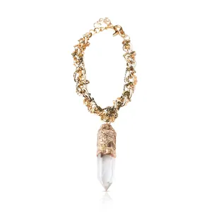 One-Of-A-Kind Colombian Quartz Crystal Necklace With Vintage Roped Chain