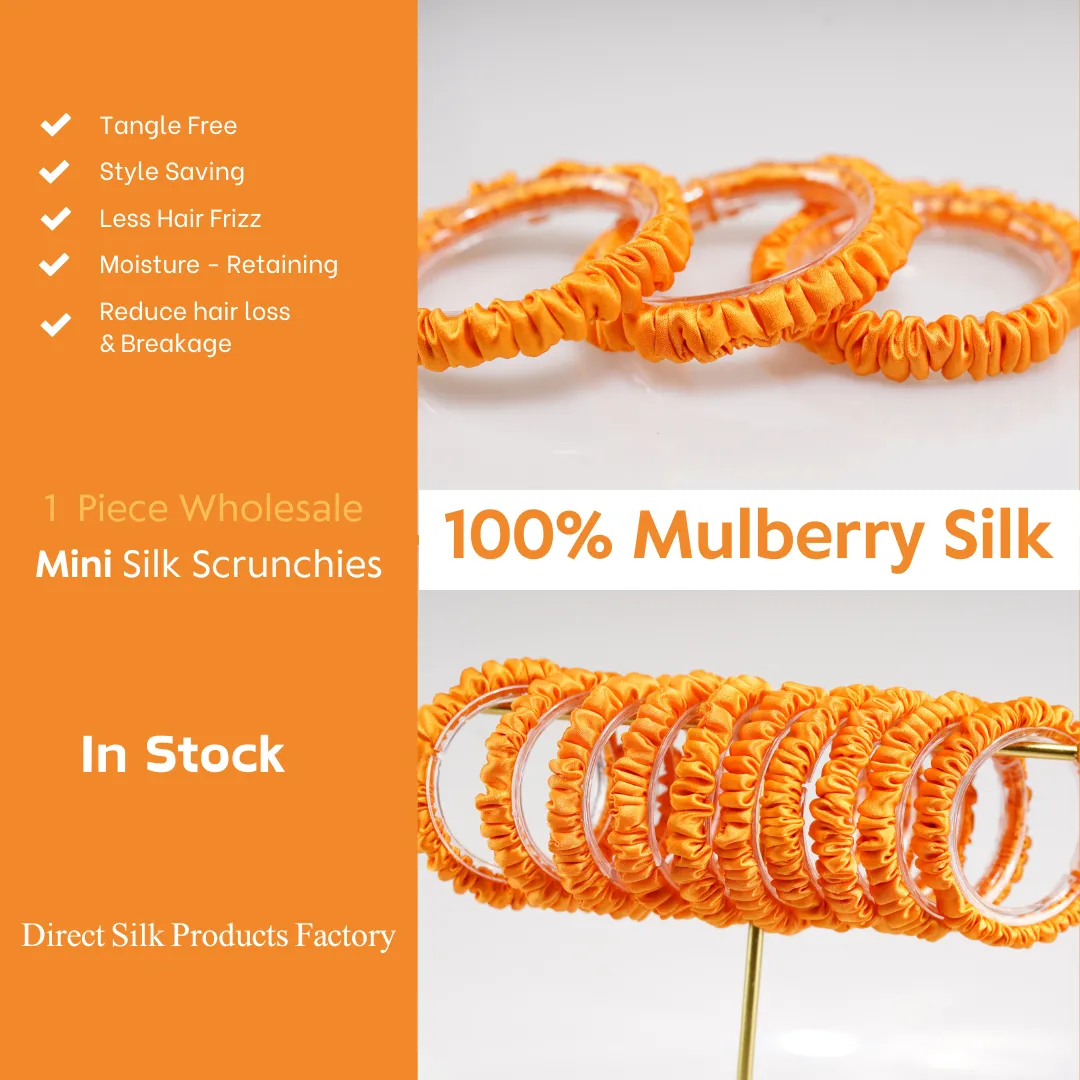 Orange silk scrunchies mini