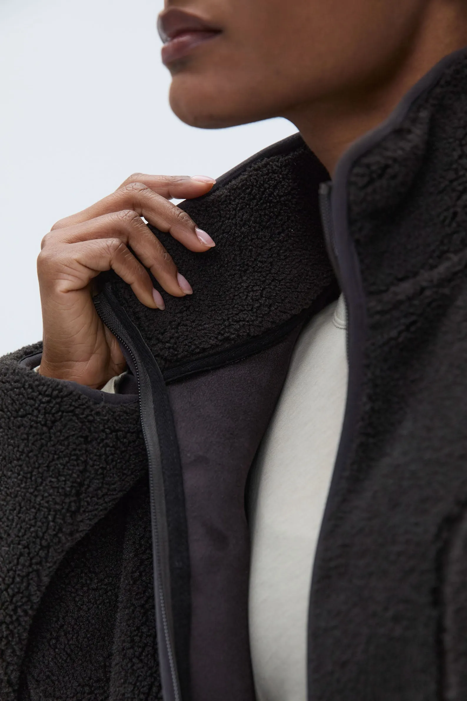 Oversized Pocket Zip Through Fleece - Coffee Bean