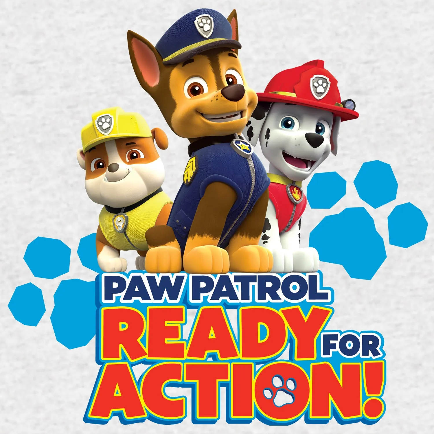 Paw Patrol Ready For Action Official Kid's T-Shirt (Heather Grey)