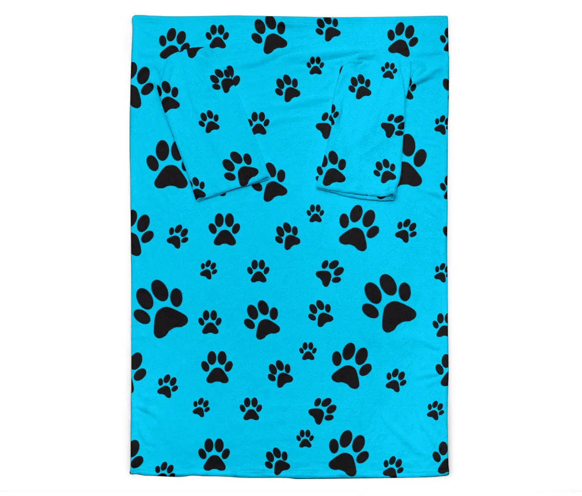 Paw Prints Adult Sleeve Blanket - Turquoise