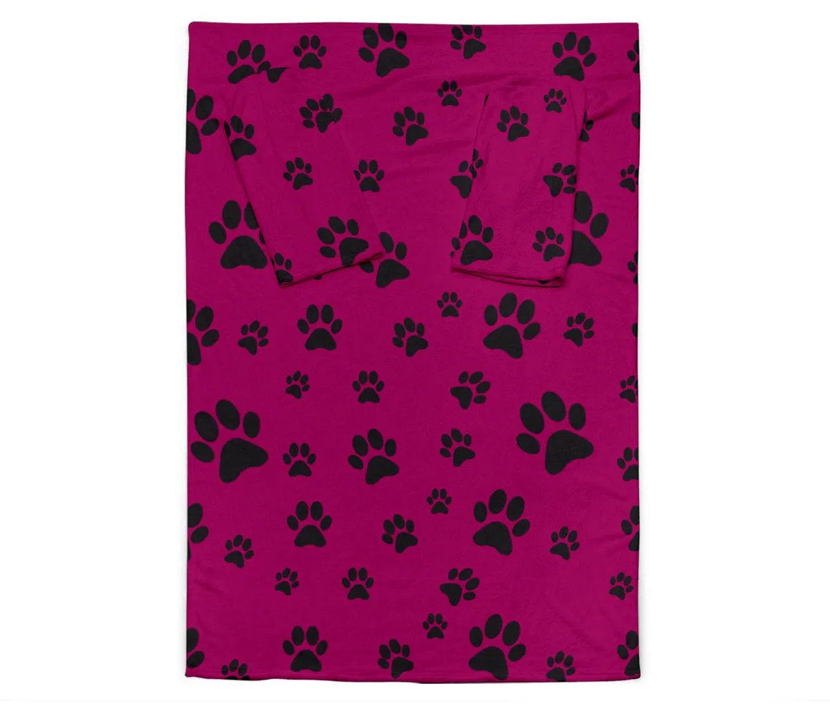Paw Prints Adult Sleeve Blanket - Wine