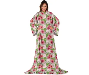 Pink Flowers Adult Sleeve Blanket