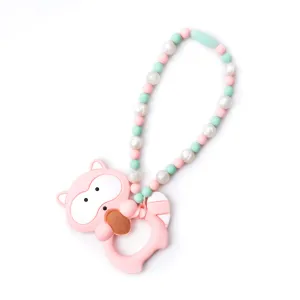 Pink Raccoon Baby Carrier Teether Toy