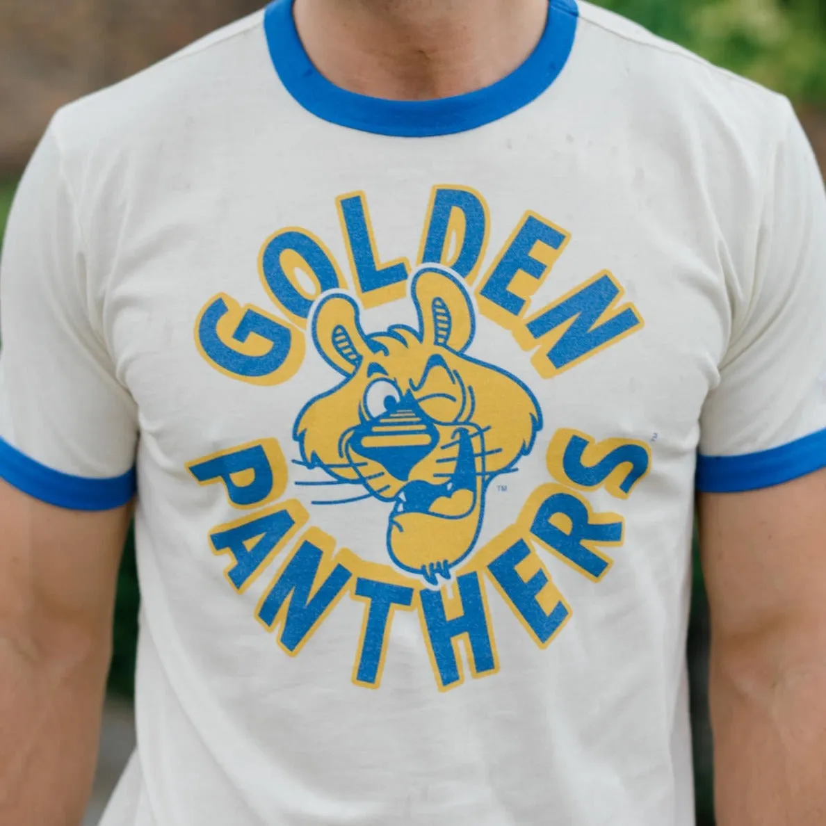 Pitt Vintage Golden Panthers Winking ROC Ringer Tee