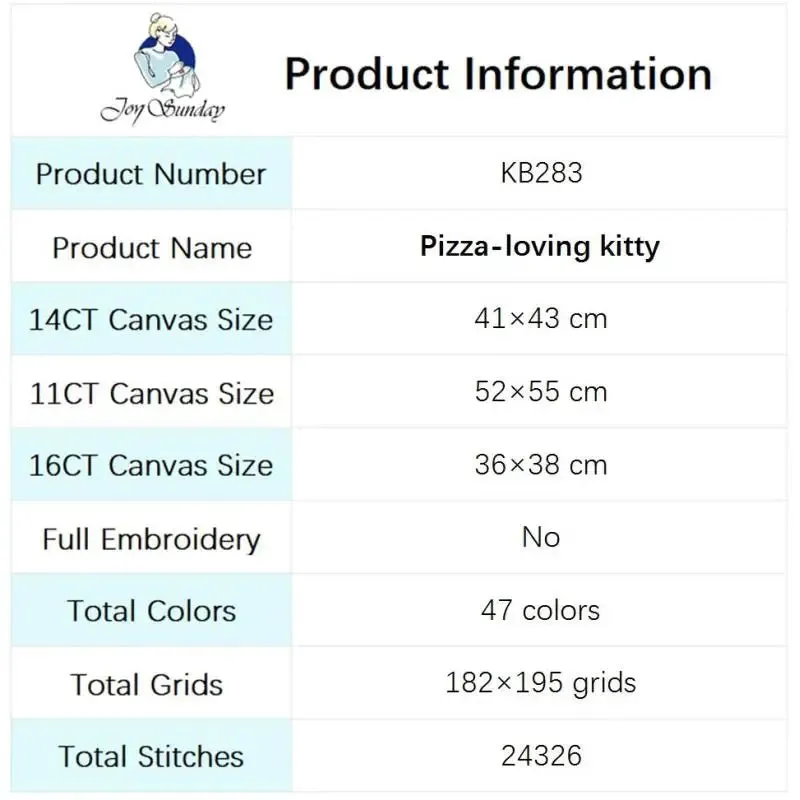 Pizza-loving Kitten DIY Kids Cross Stitch Kit - Handmade Embroidery with Stamped Canvas
