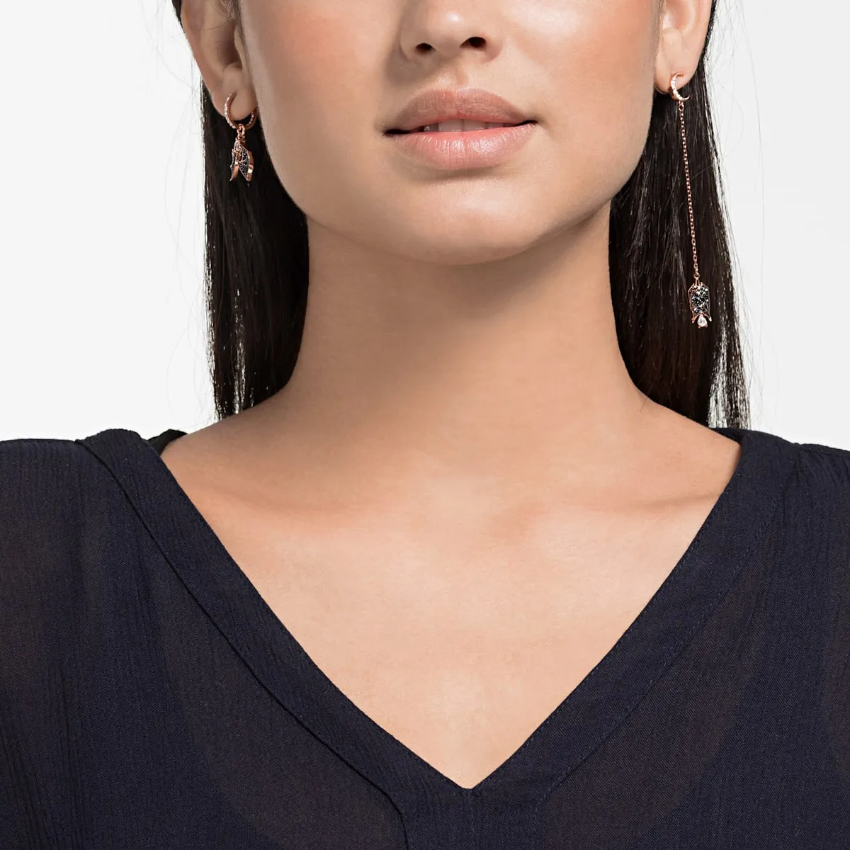 Prosperity Multi-Colored Rose-Gold Tone Plated Asymmetric Pierced Earrings