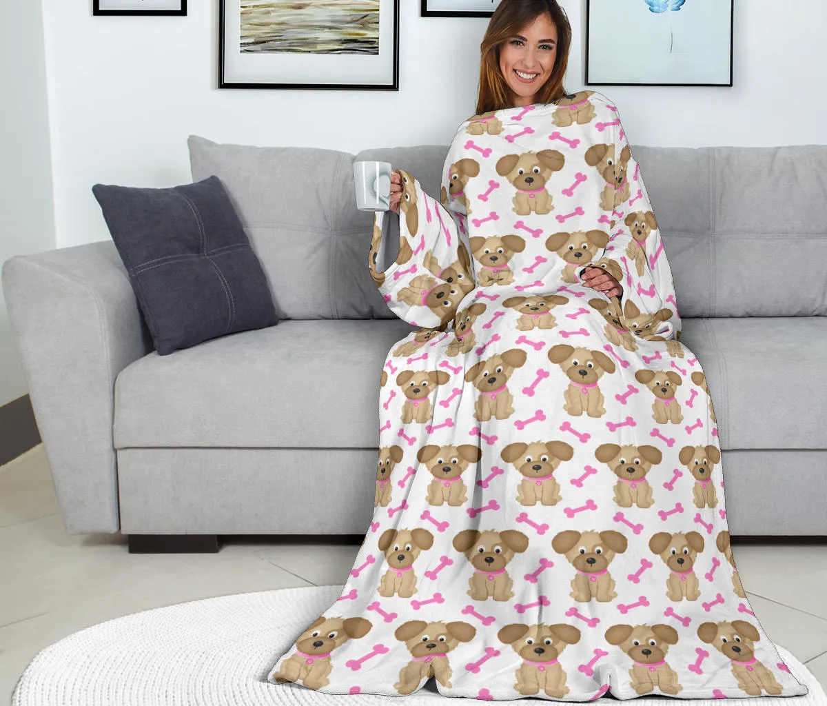 Puppy Playtime Adult Sleeve Blanket
