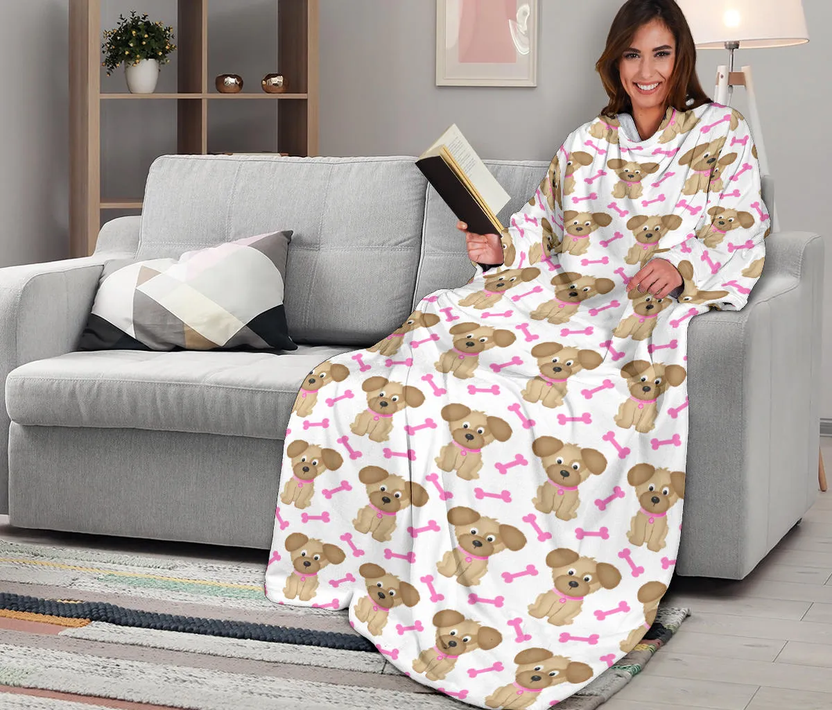 Puppy Playtime Adult Sleeve Blanket