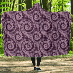 Purple Tie Dye Hooded Blanket With White Fleece Lining