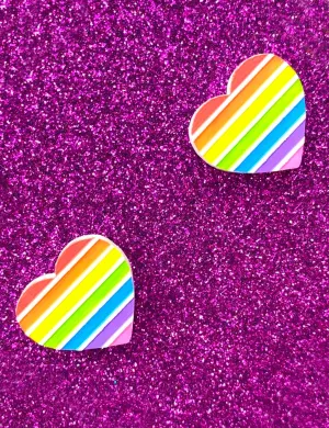 RAINBOW PRIDE HEART STUDS