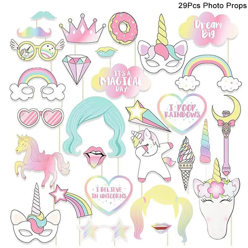 Rainbow Unicorn Balloon Set 32 inch Number Foil Balloons Kids Unicorn Theme Birthday Party Decorations Baby Shower