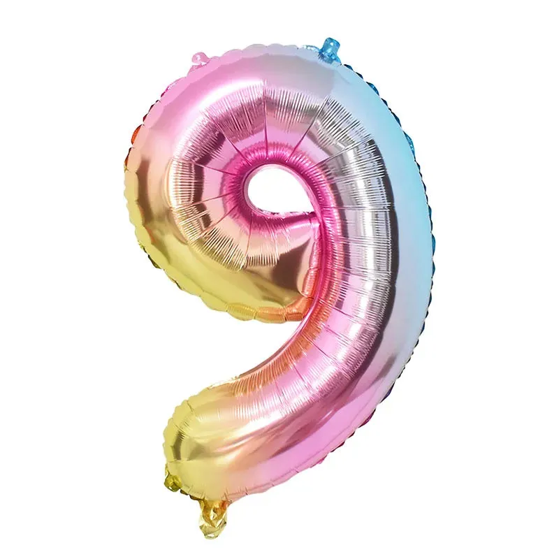 Rainbow Unicorn Balloon Set 32 inch Number Foil Balloons Kids Unicorn Theme Birthday Party Decorations Baby Shower
