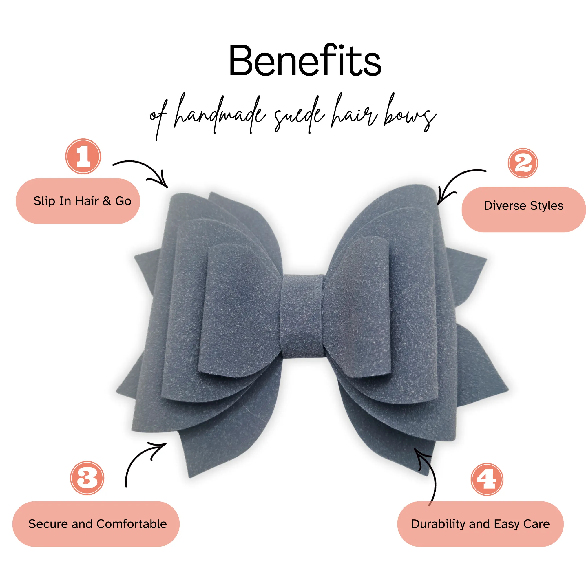 Red | Suede Hair Bow