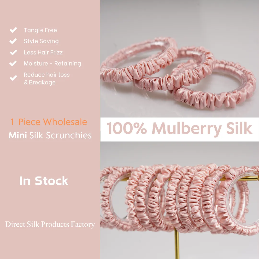 Rose Gold silk scrunchies mini