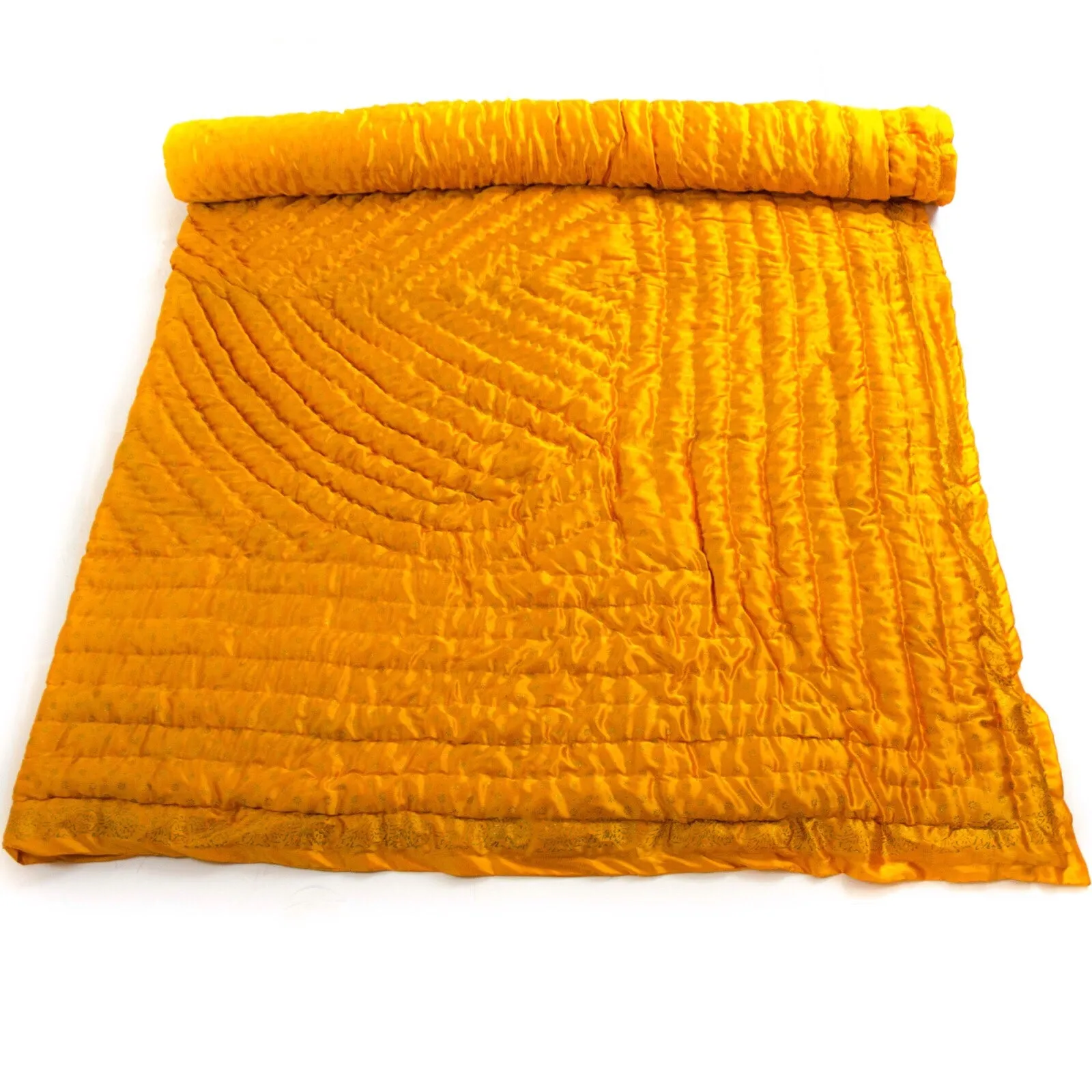 Saffron Orange Gold Silk Block Quilt