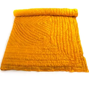Saffron Orange Gold Silk Block Quilt