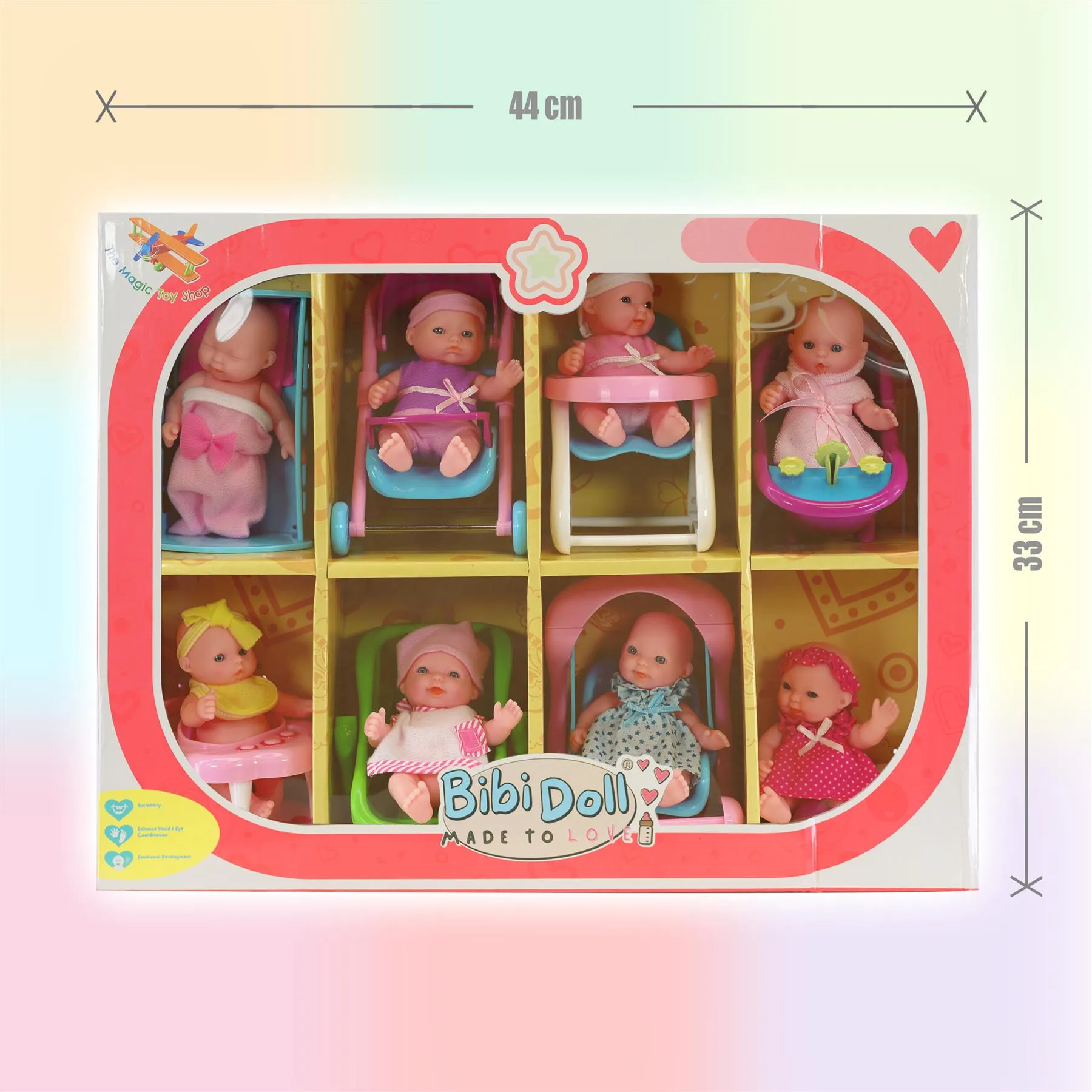 Set of 8 Baby Dolls with Costumes and Accessories