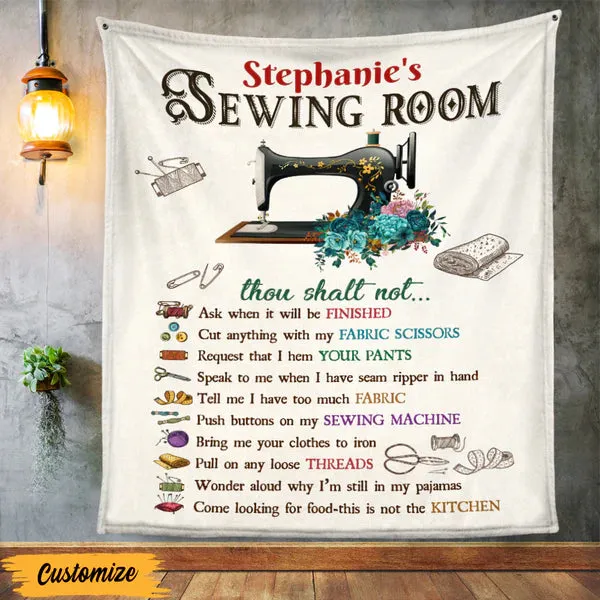 Sewing Room Rules Personalized Blanket