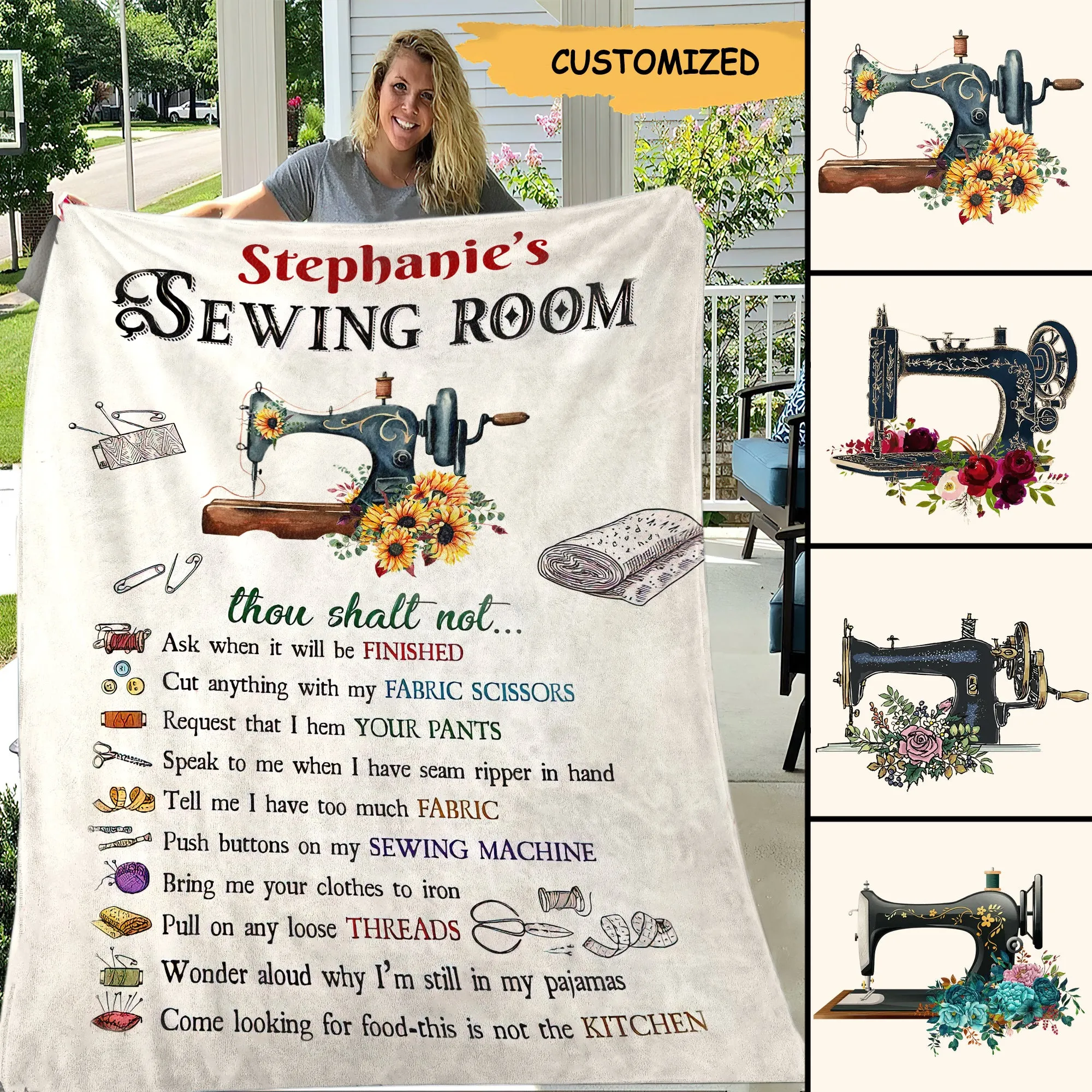 Sewing Room Rules Personalized Blanket