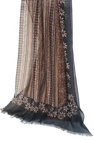 Silk Cashmere - Geometry in floral Scarf