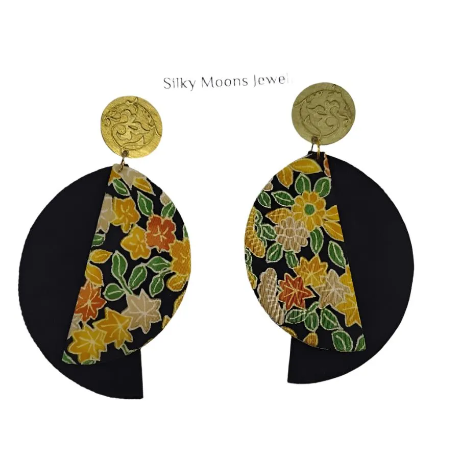 Silky Moons - Midnight Lunar Dangle Stud Earrings