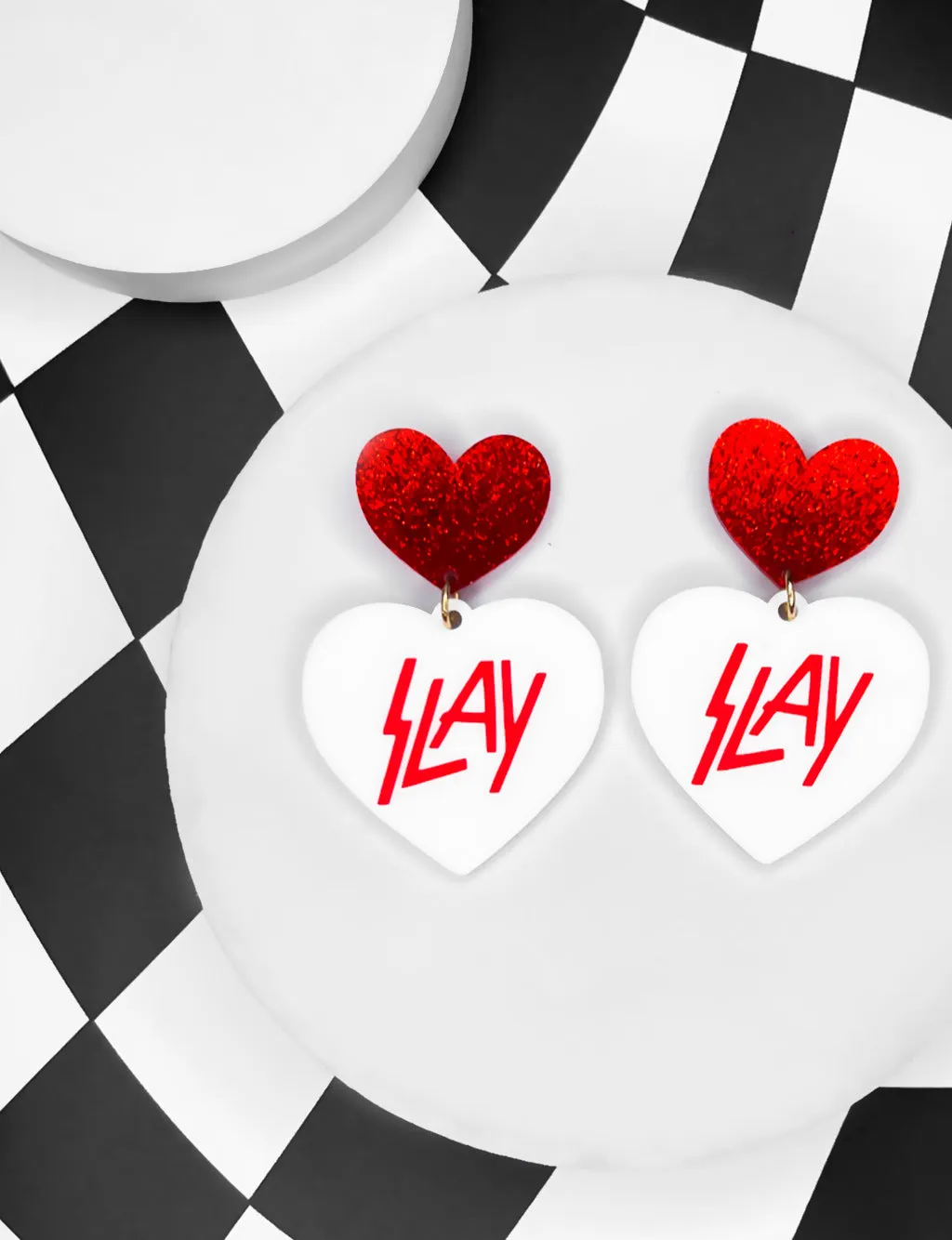 SLAY EARRINGS - RED GLITTER