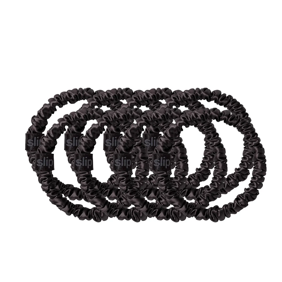 Slip Silk Back to Basics Skinny Scrunchies Black x 8