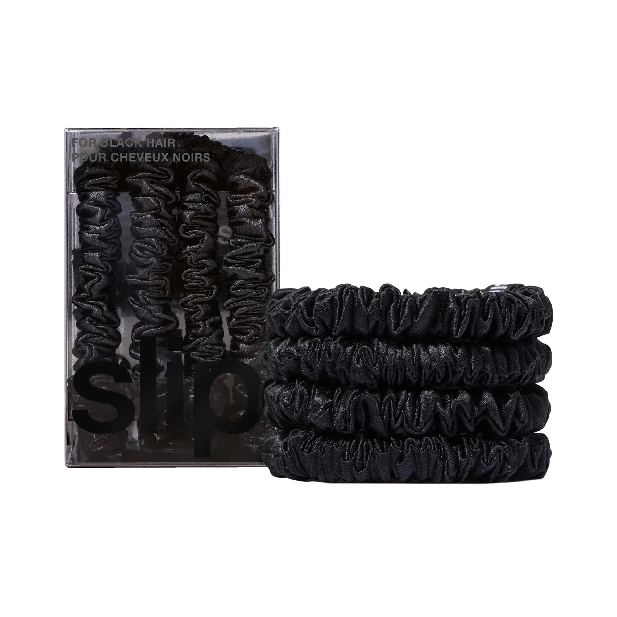 Slip Silk Back to Basics Skinny Scrunchies Black x 8