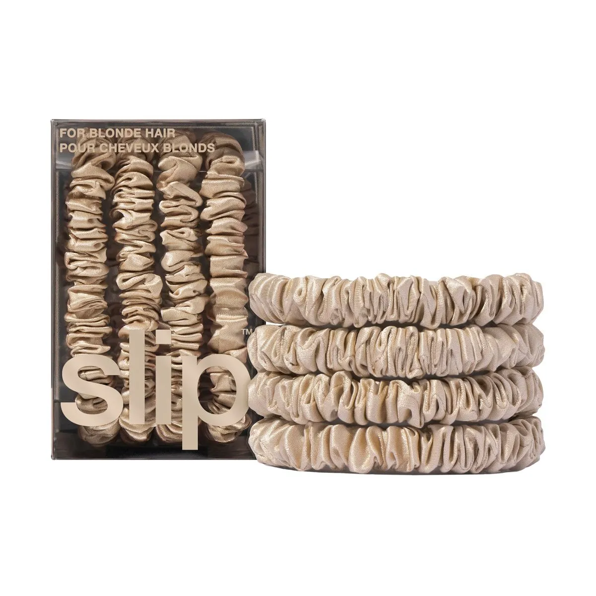Slip Silk Back to Basics Skinny Scrunchies Blonde x 8