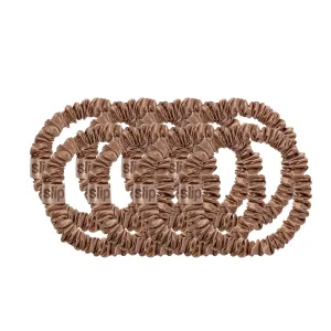 Slip Silk Back to Basics Skinny Scrunchies Light Brown x 8