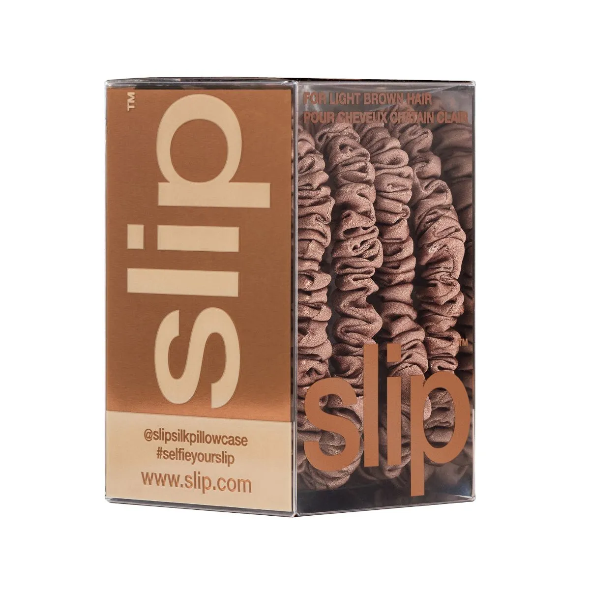 Slip Silk Back to Basics Skinny Scrunchies Light Brown x 8