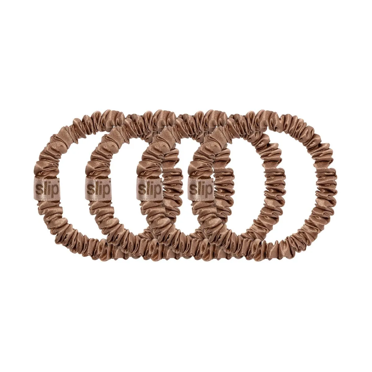 Slip Silk Back to Basics Skinny Scrunchies Light Brown x 8
