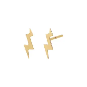 Solid Lightning Bolt Stud Earring 14K