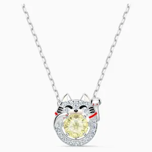 Sparkling Dance Light Multi-Colored Rhodium Plated Cat Necklace