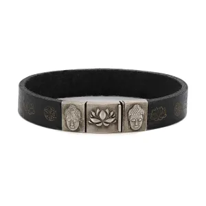 Spiritual Buddha and Lotus Leather Bracelet