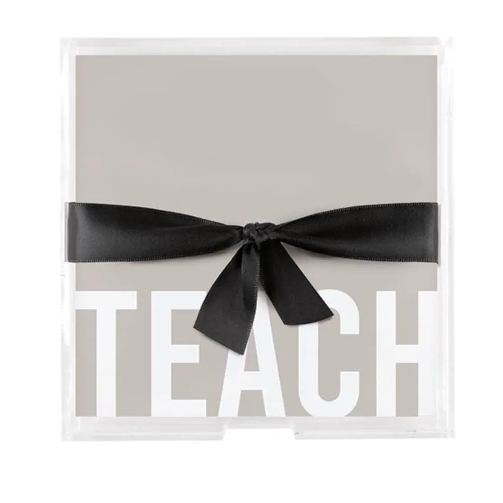 Square Acrylic Notepaper Tray - Teach