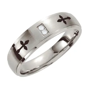 Stainless Steel Black Laser Band, Size 10.5