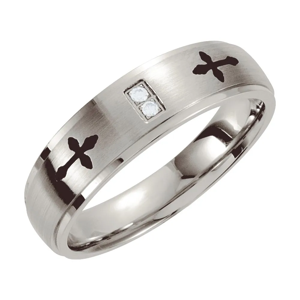 Stainless Steel Black Laser Band, Size 10