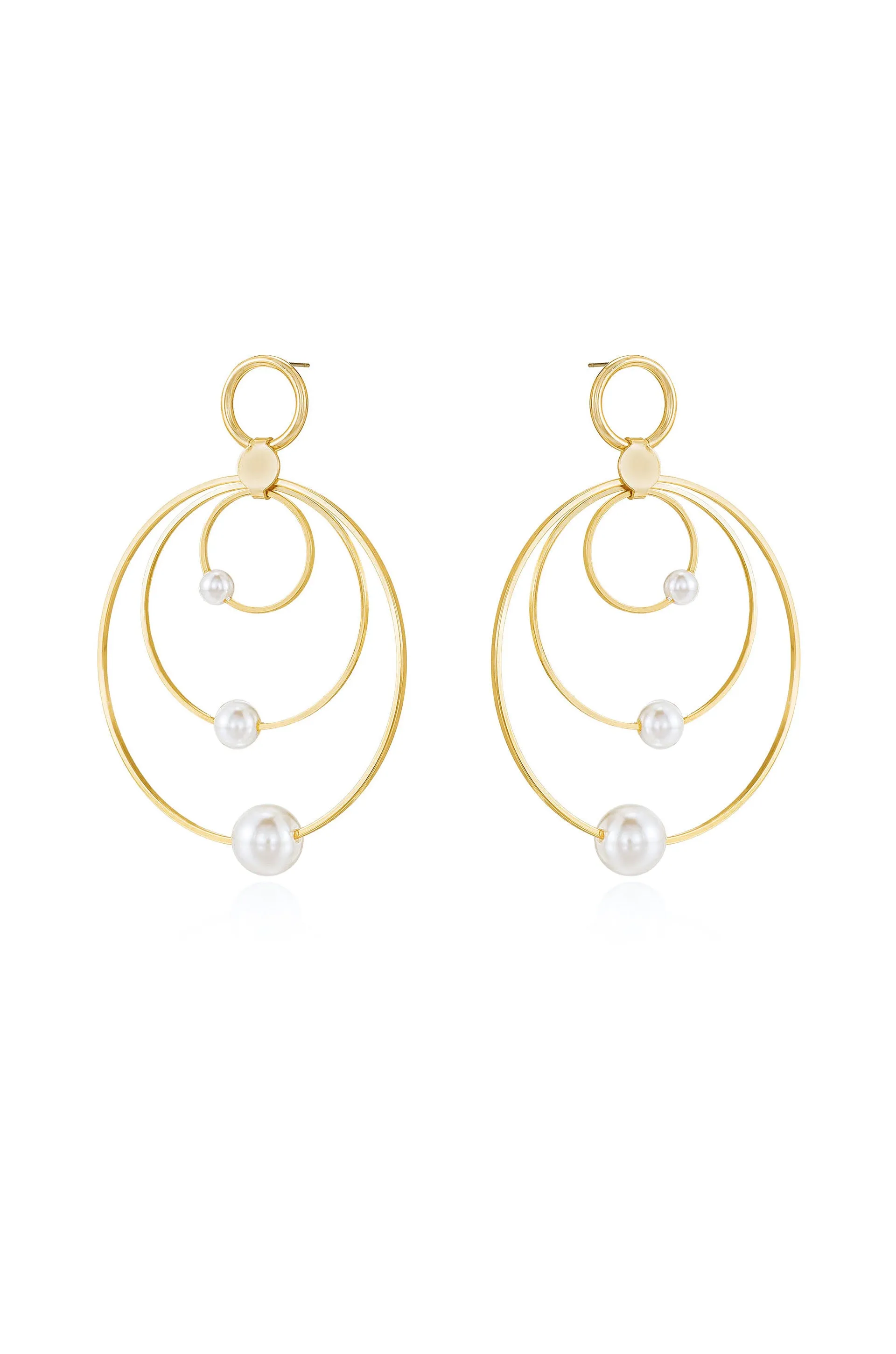 Statement Pearl & Multi Hoop 18k Gold Plated Earrings