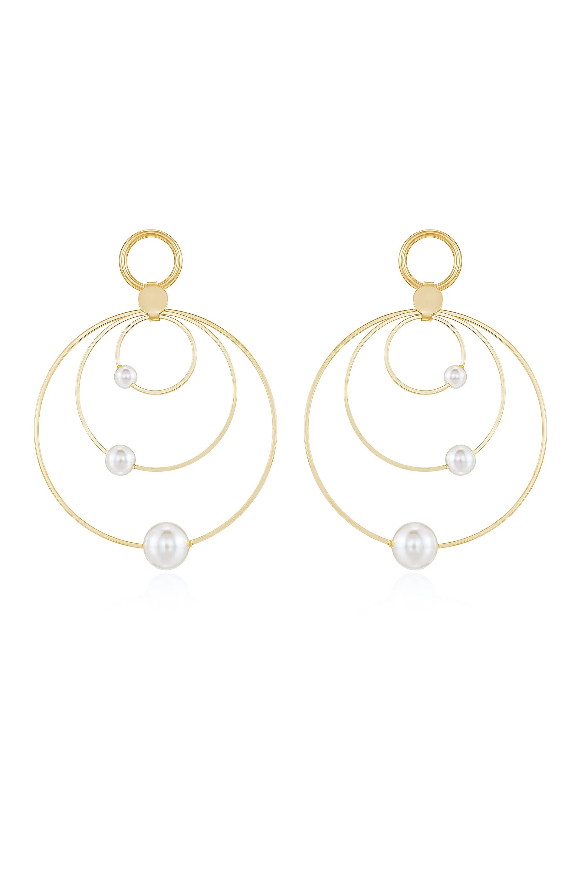 Statement Pearl & Multi Hoop 18k Gold Plated Earrings