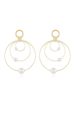 Statement Pearl & Multi Hoop 18k Gold Plated Earrings