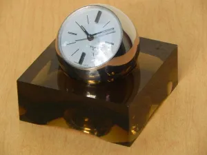 Swiza Rare Chrome Ball Clock in Smoked Lucite Base